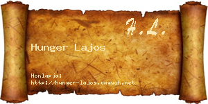 Hunger Lajos névjegykártya